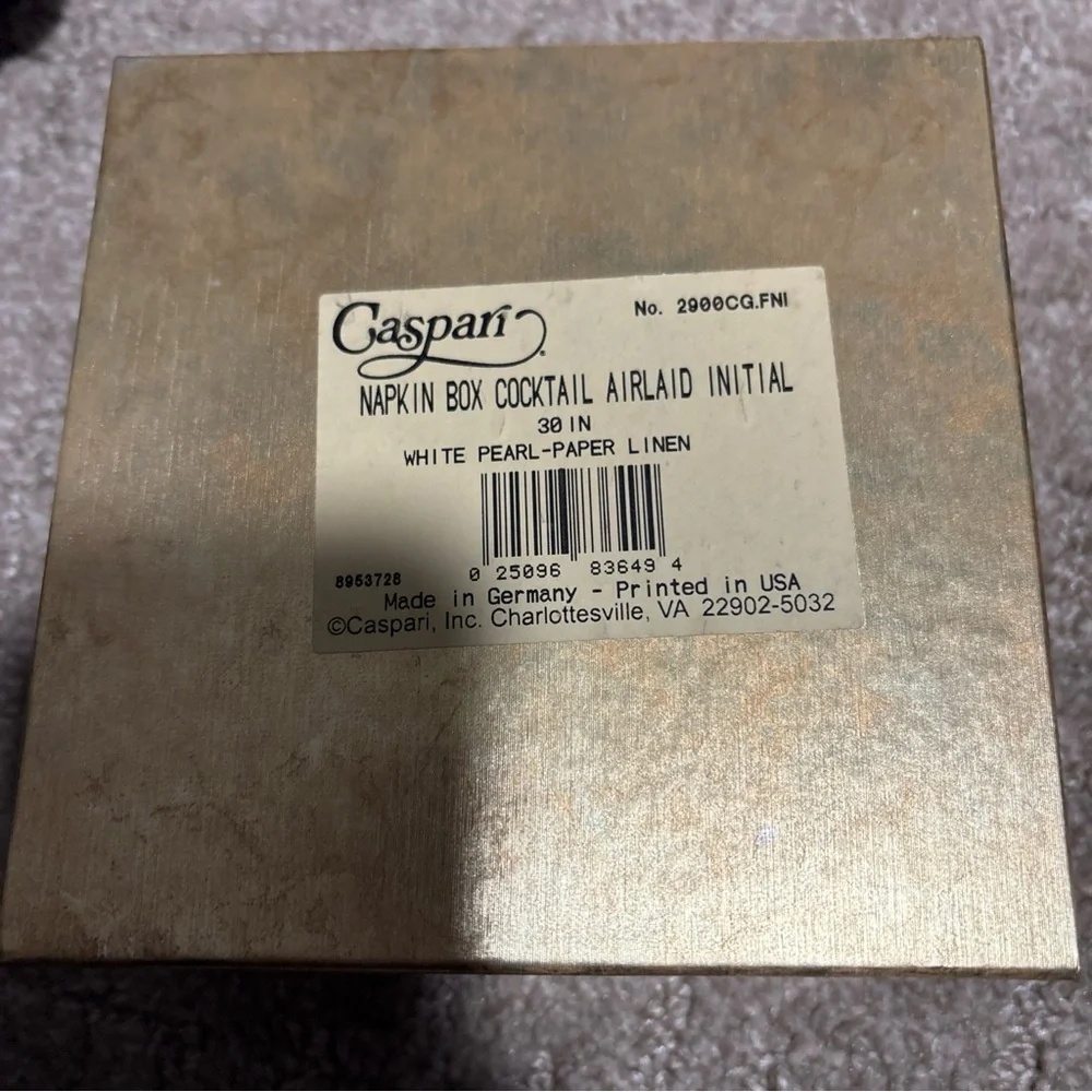 Caspari White Pearl Paper Line  Napkin Box Cocktail Airlaid Initial F 30 Ea